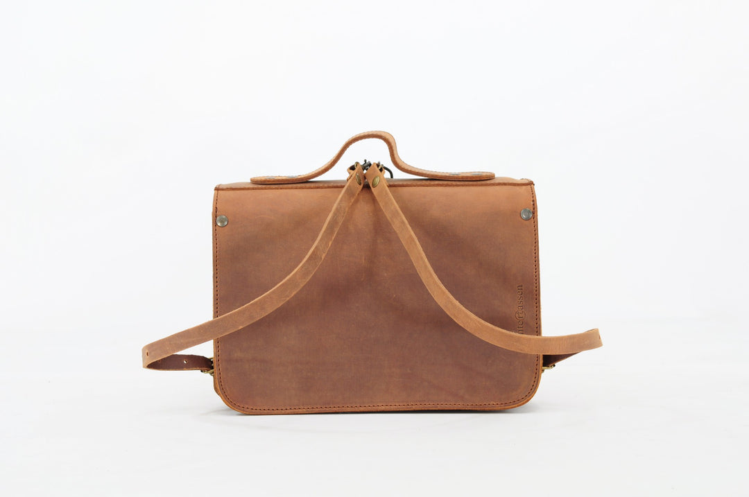 Brown leather toddler bag