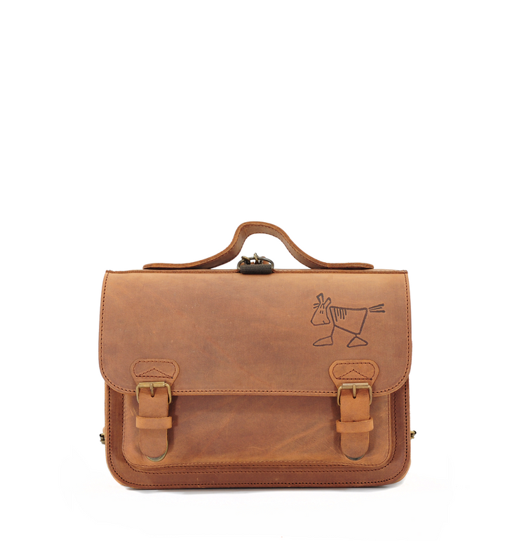 Brown leather toddler bag