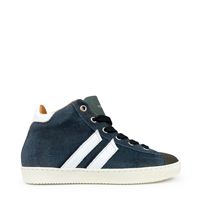 Donkerblauwe sneaker met wit