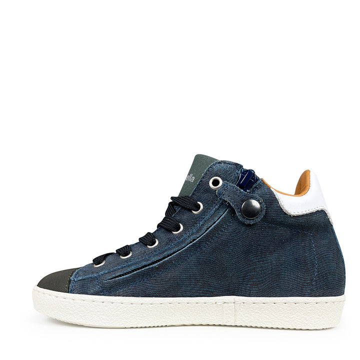 Donkerblauwe sneaker met wit