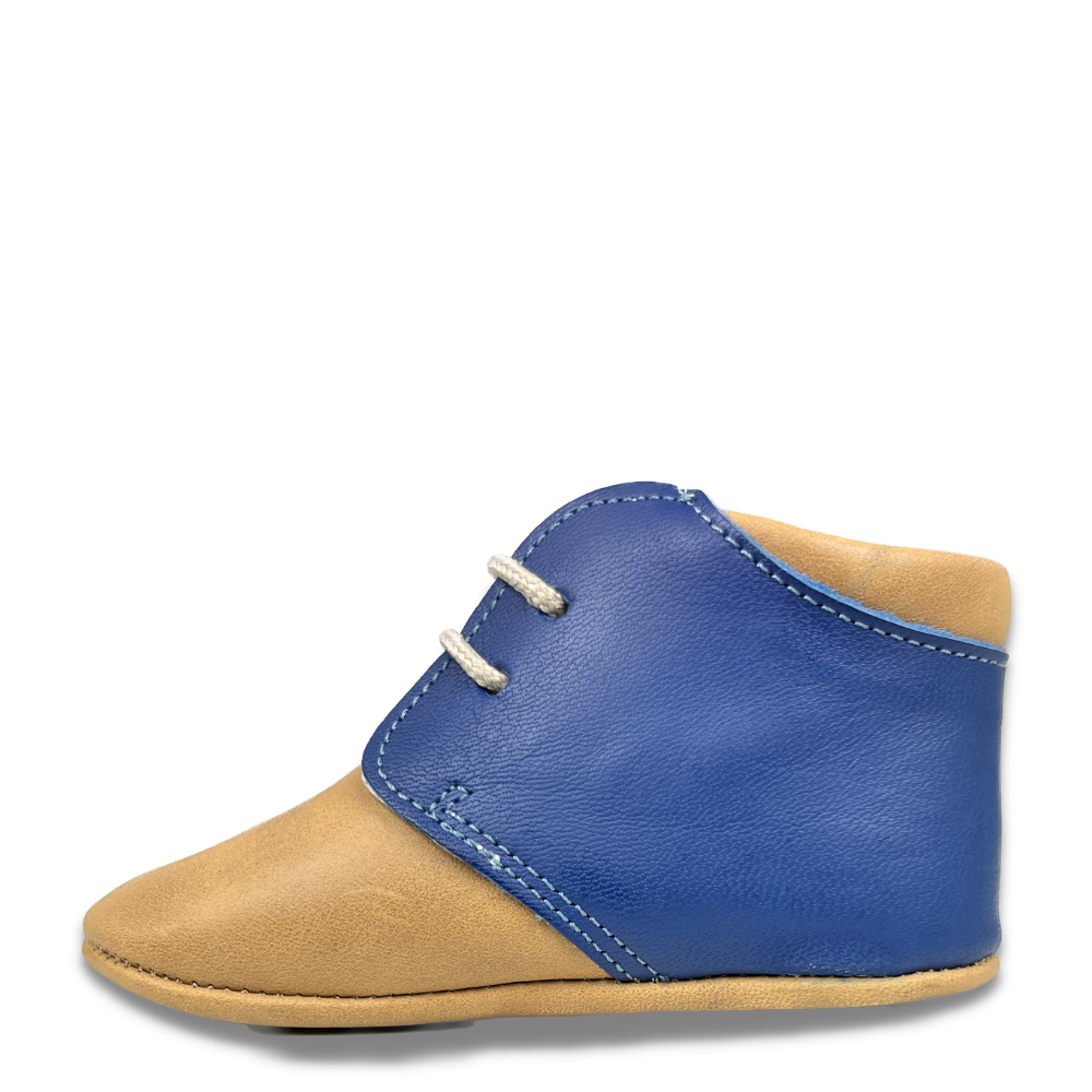 Prestapper in cognac en blauw