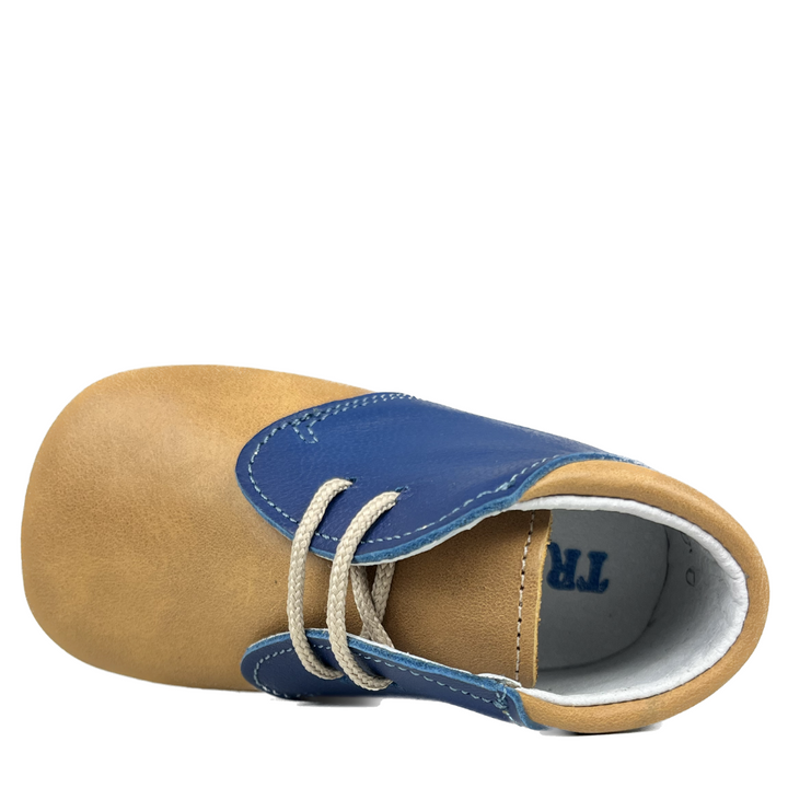 Prestapper in cognac en blauw