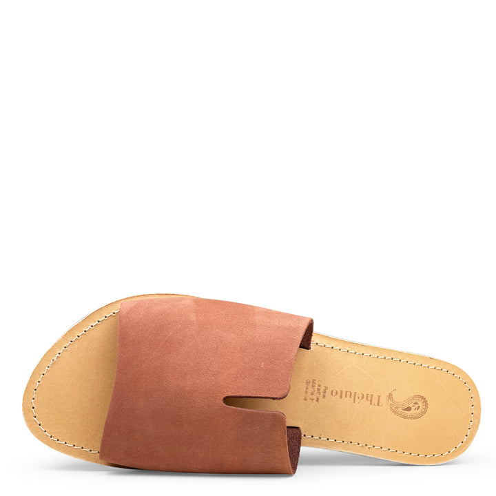 Brown leather slippers