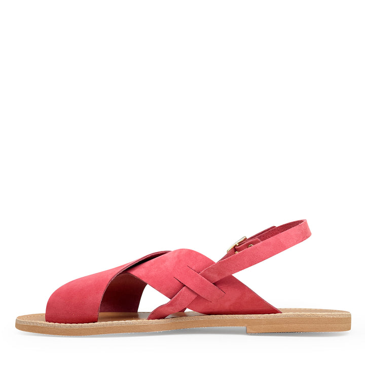 Raspberry leather sandal