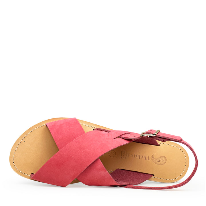 Raspberry leather sandal