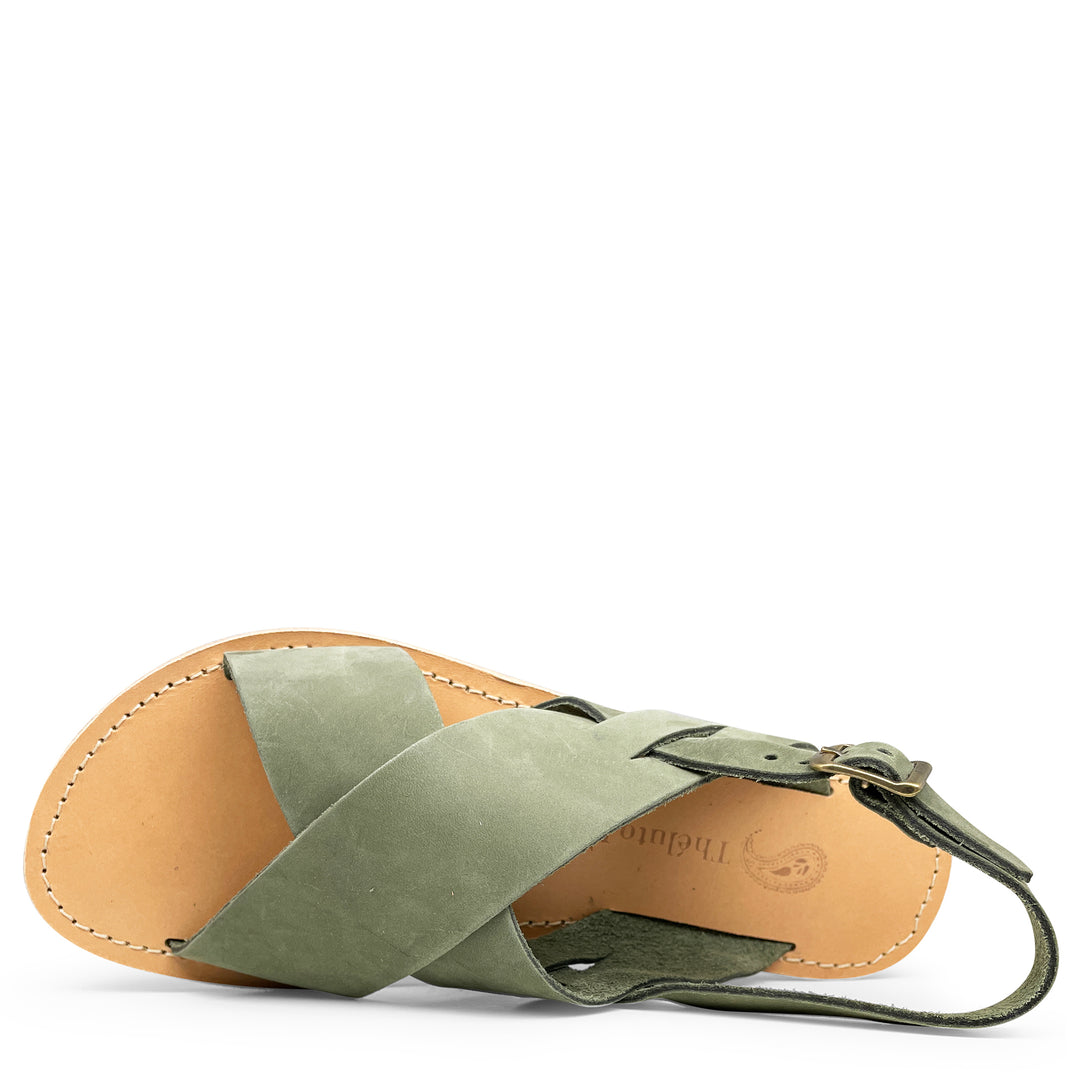 Khaki leather sandal