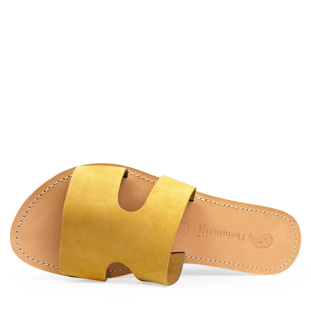 Ochre leather slippers