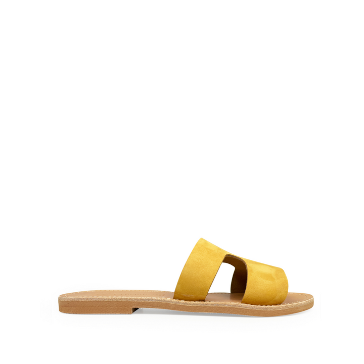 Ochre leather slippers