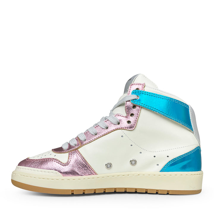 Sneaker wit, blauw en lila