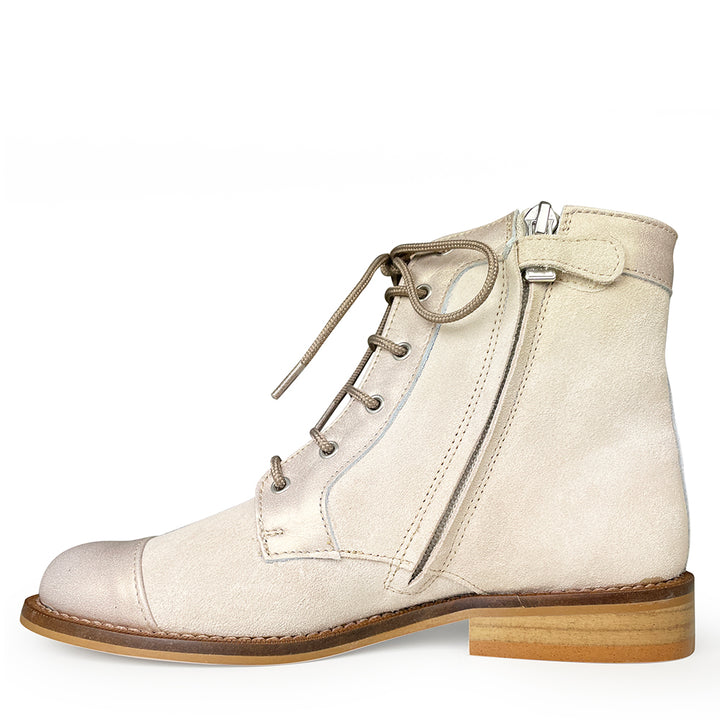 Veterschoen in beige velour