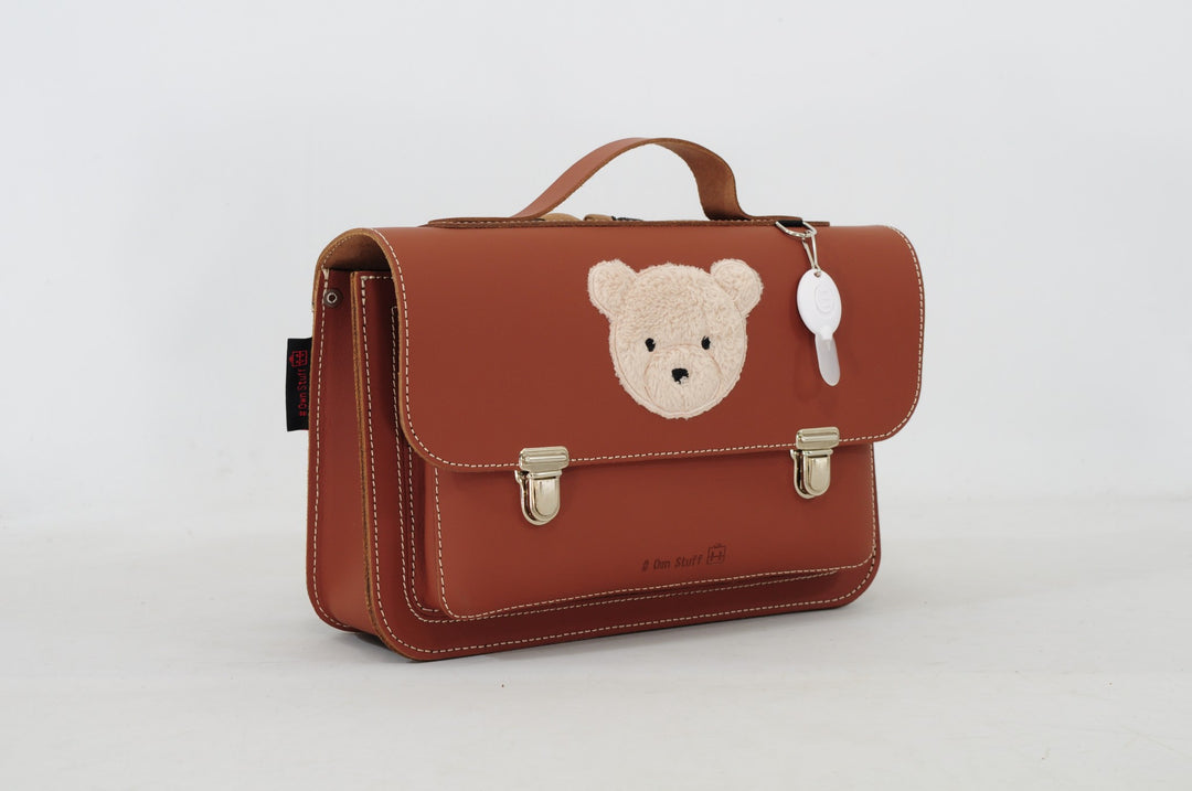 Lederen kleutertas teddy in cognac/bruin