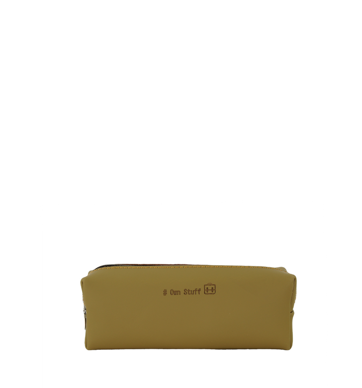 Khaki/green leather pencil case