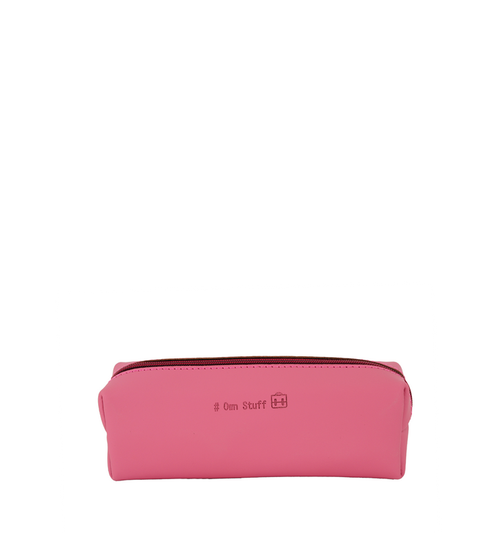 Pink leather pencil case