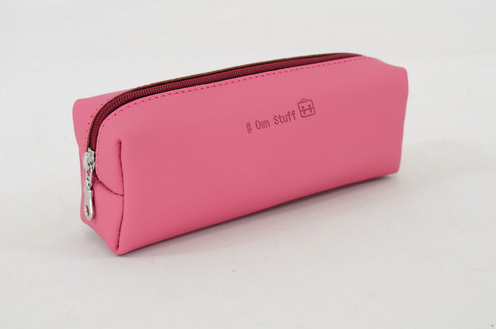 Pink leather pencil case