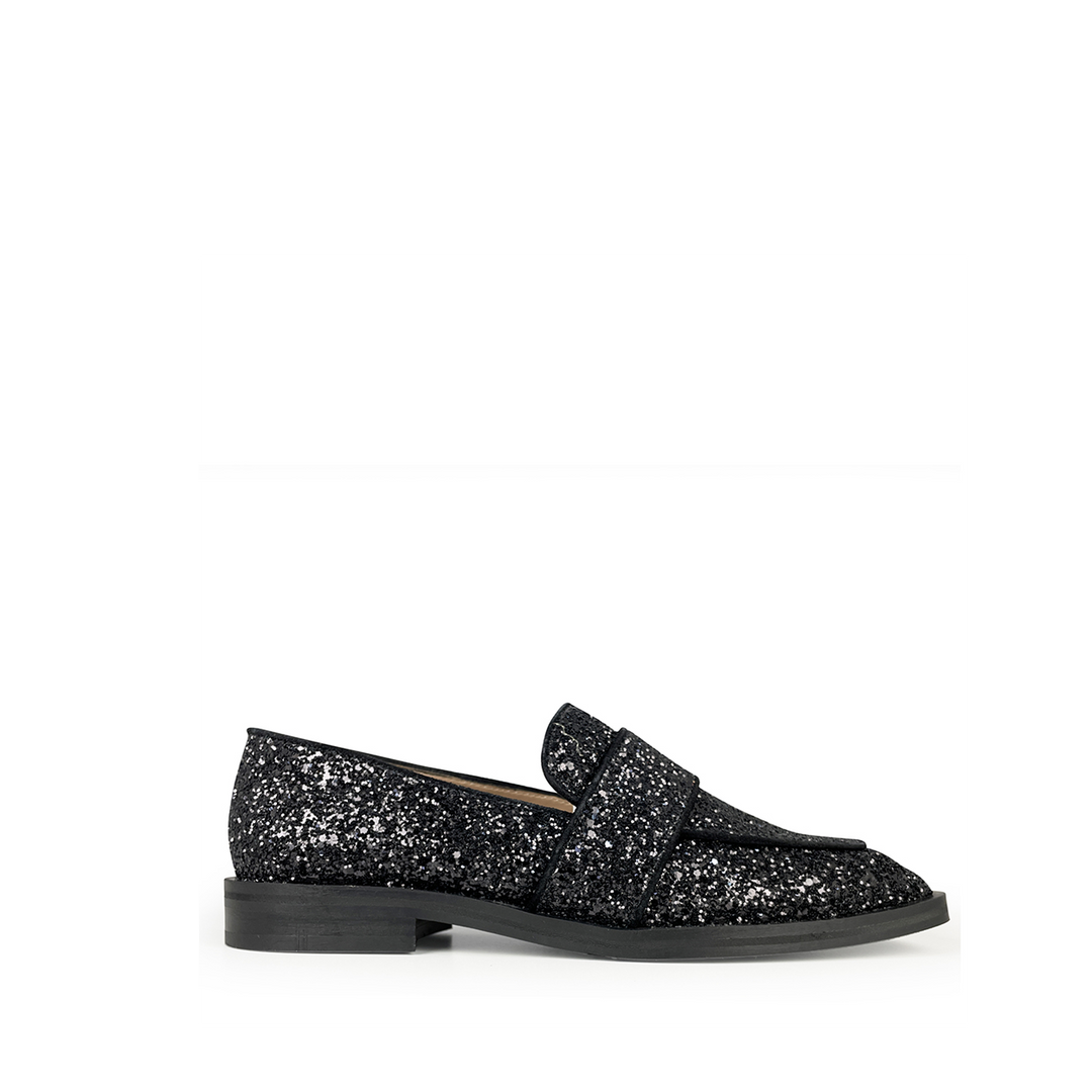 Loafer zwart glitter