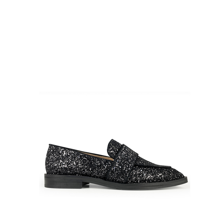 Loafer zwart glitter