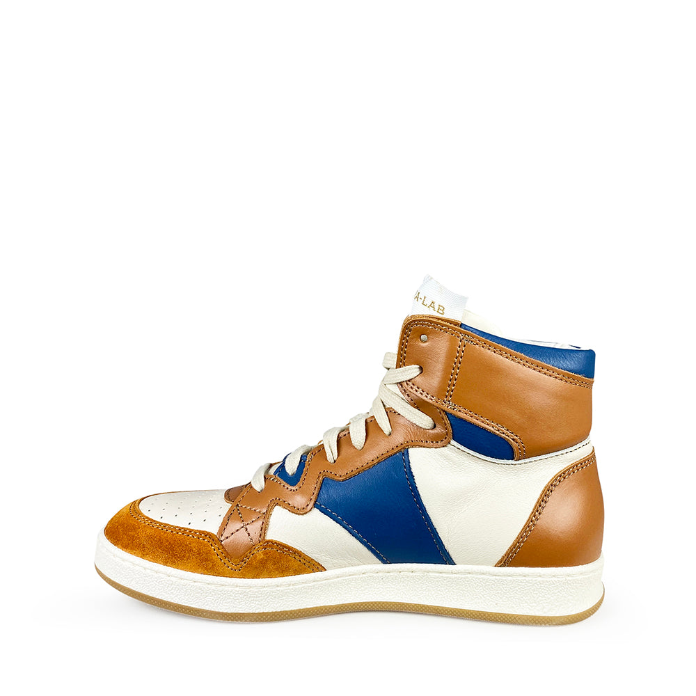 Sneaker wit / blauw / bruin