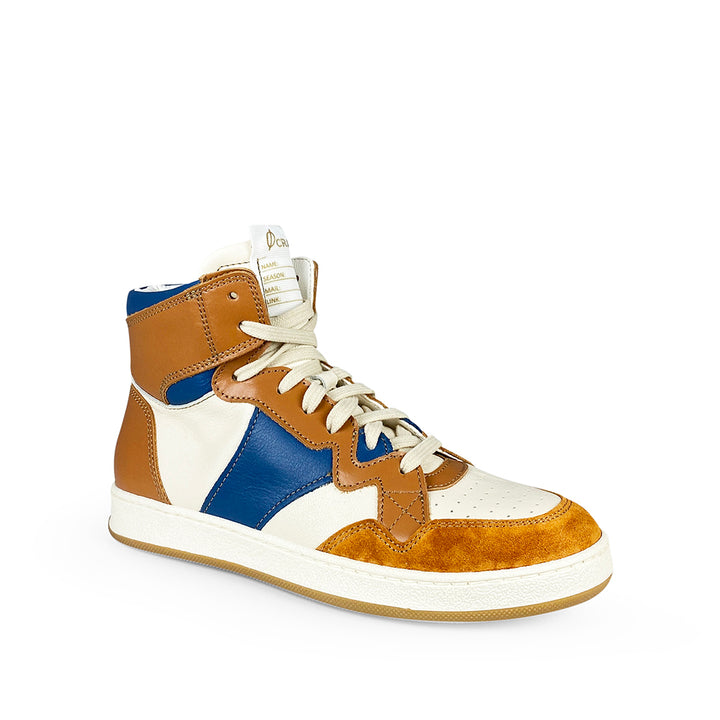 Sneaker wit / blauw / bruin