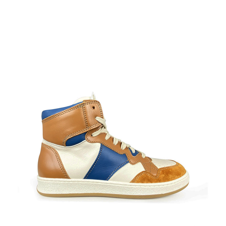 Sneaker wit / blauw / bruin