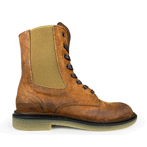 Brown lace-up boot with zipper