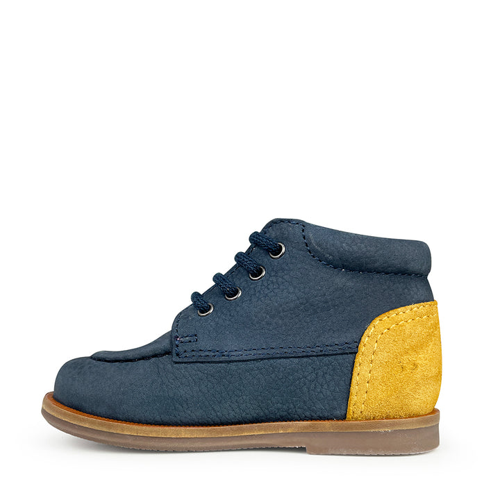 Lace-up shoe blue/ochre