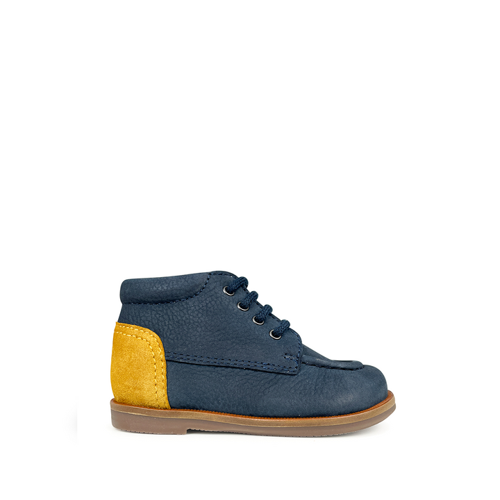 Lace-up shoe blue/ochre