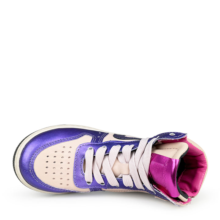 Hoge roze sneaker metallic blauw