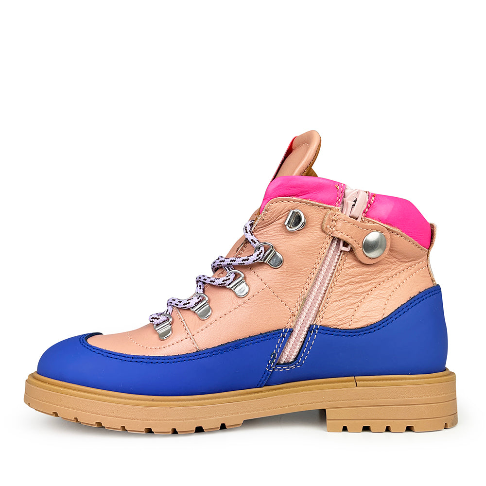 Pink blue ankle boots