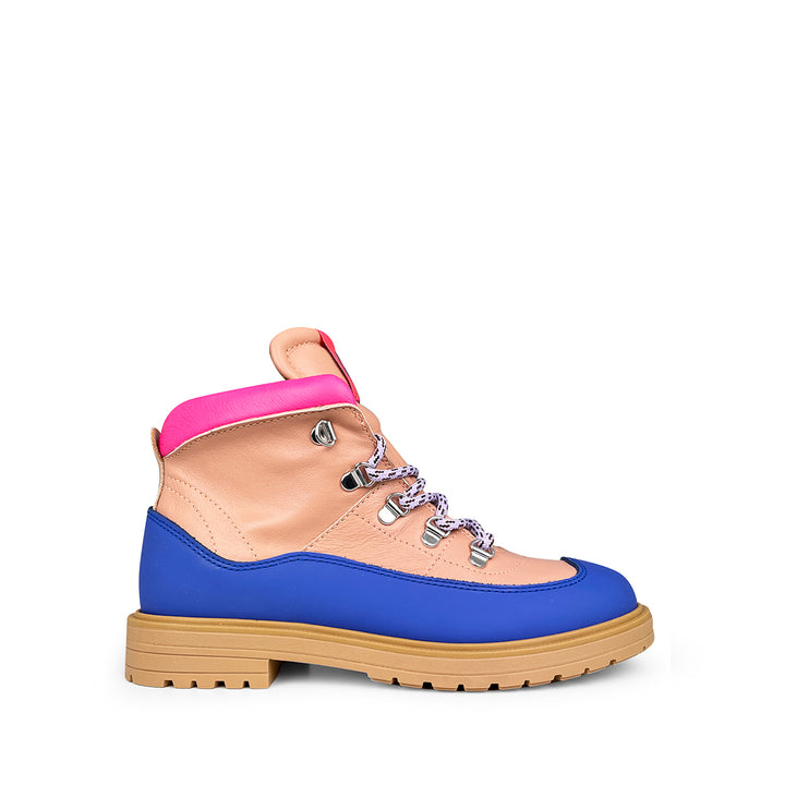 Pink blue ankle boots