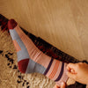 Socks with stripes and areas multi color pink