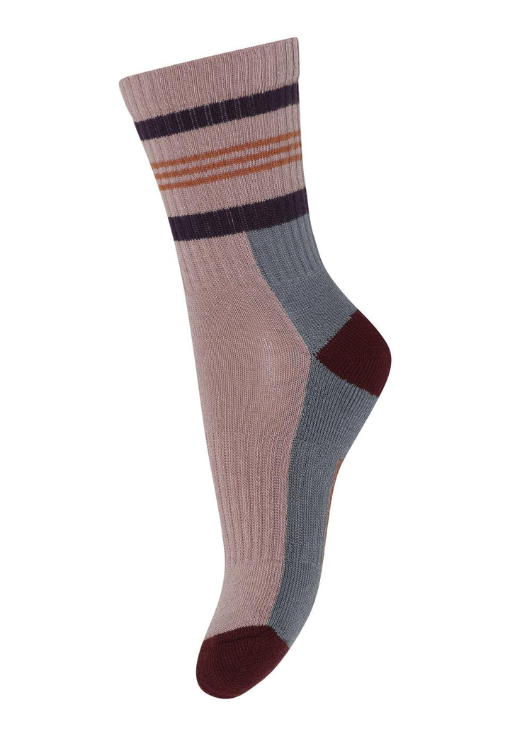 Socks with stripes and areas multi color pink