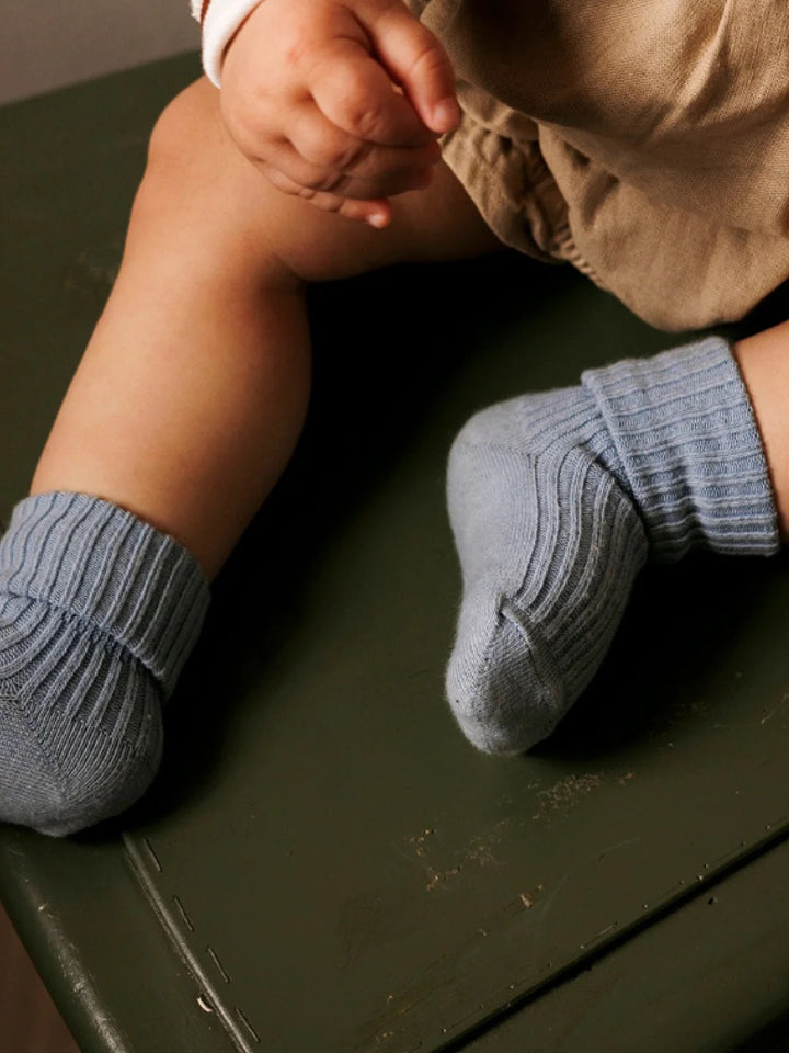 Fine wool rib socks light brown