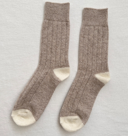 Cashmere classic socks beige melange