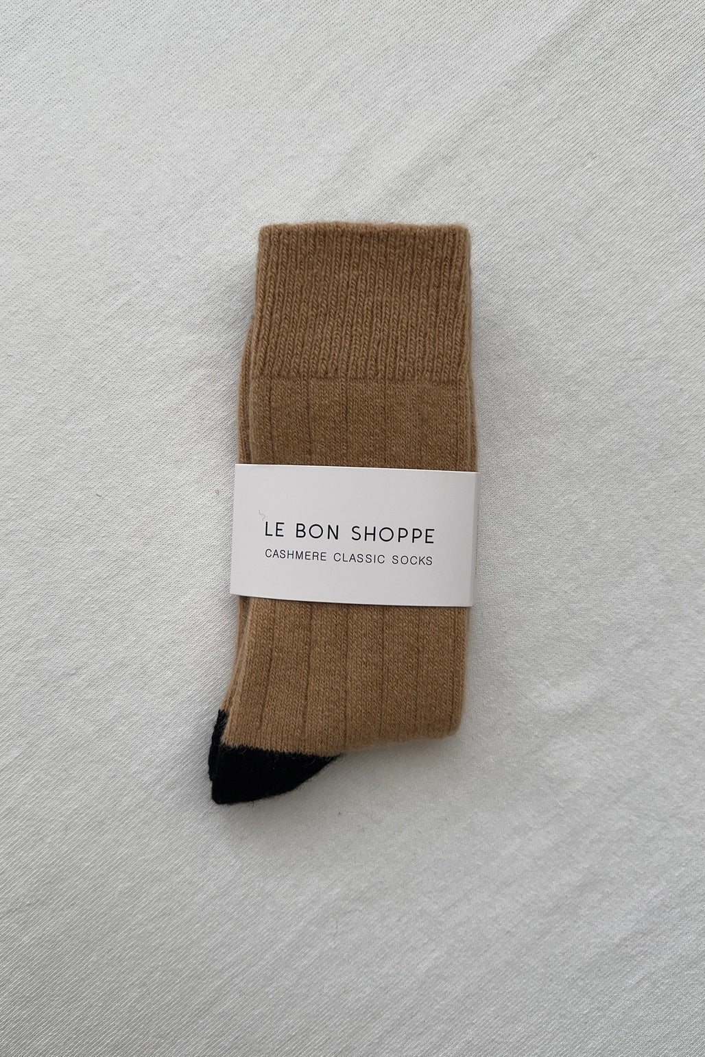 Cashmere classic socks camel/zwart