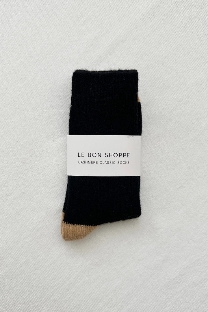 Le Bon Shoppe - cashmere classic socks black/camel