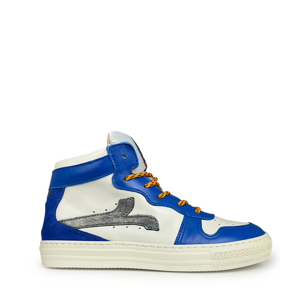 White sneaker with blue