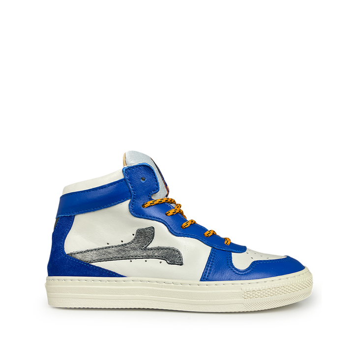 White sneaker with blue