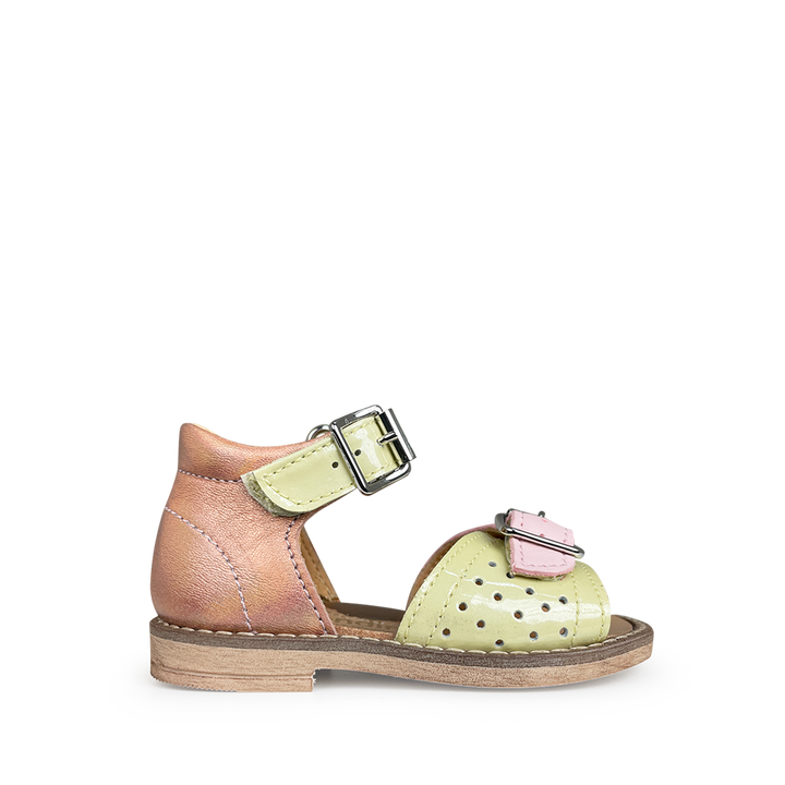 Metallic and pastel sandal