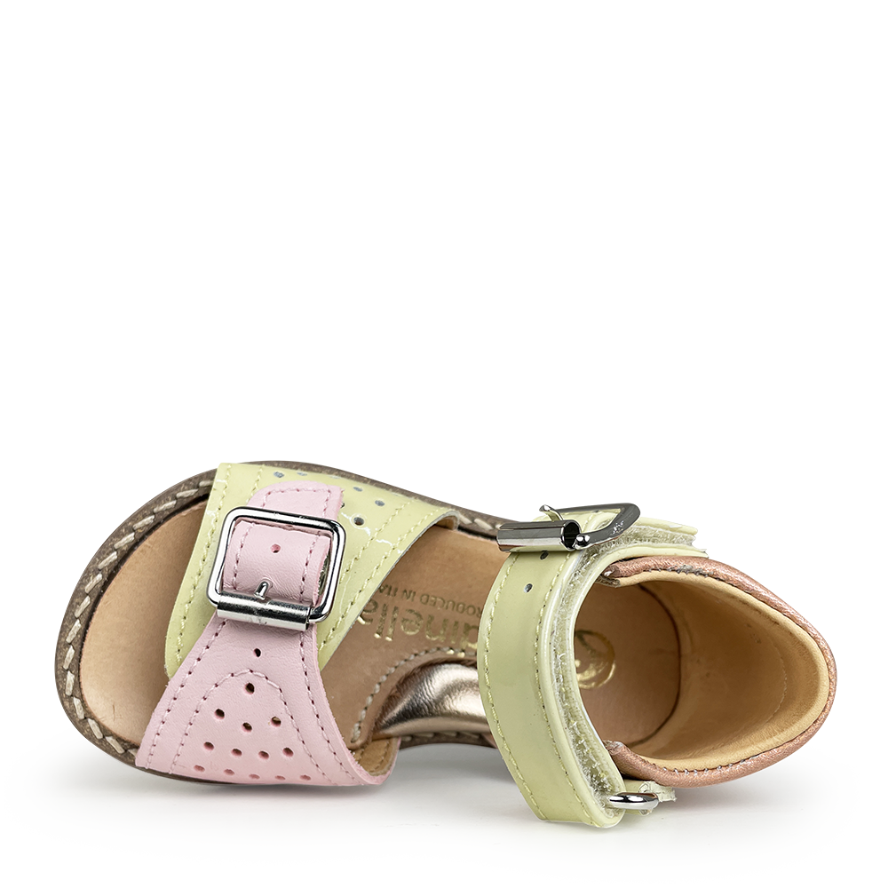 Metallic and pastel sandal