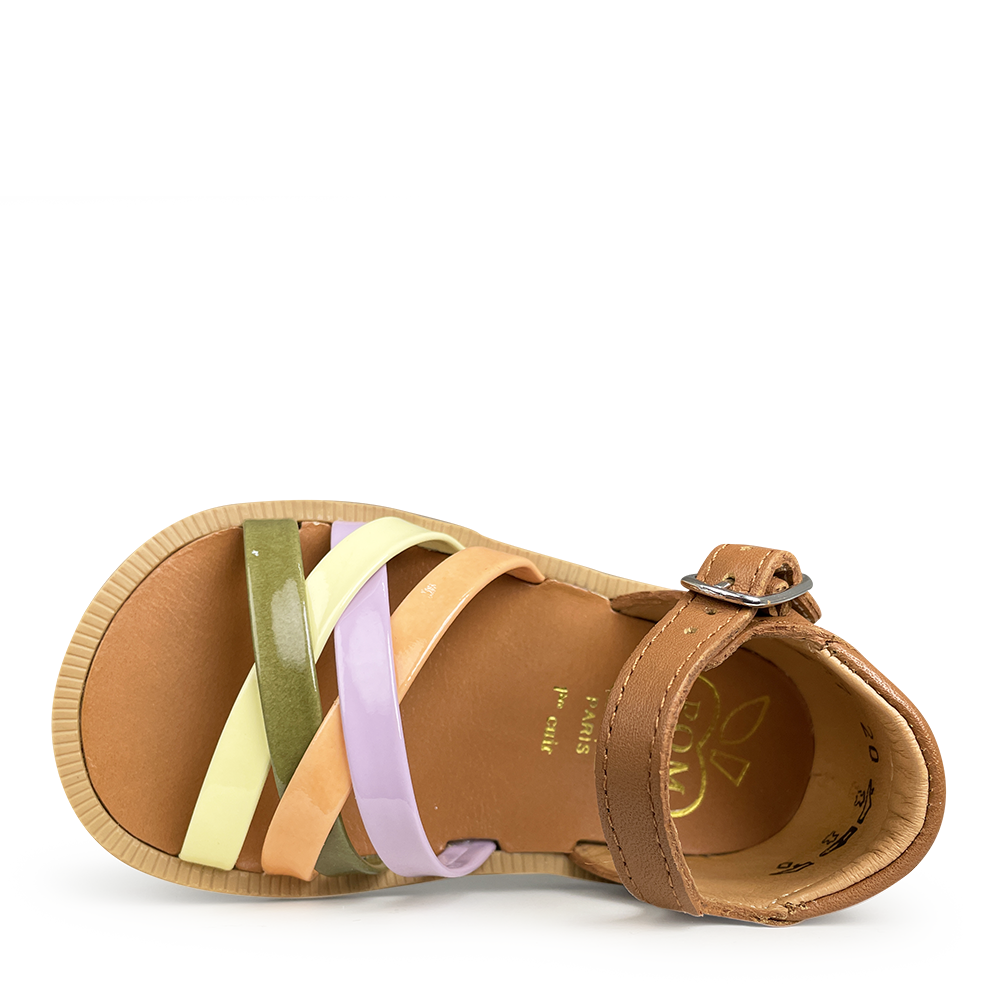 Sandal cognac and multicolor