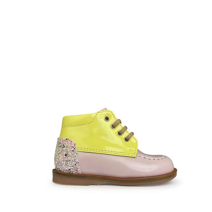 Lace-up shoe pink/yellow