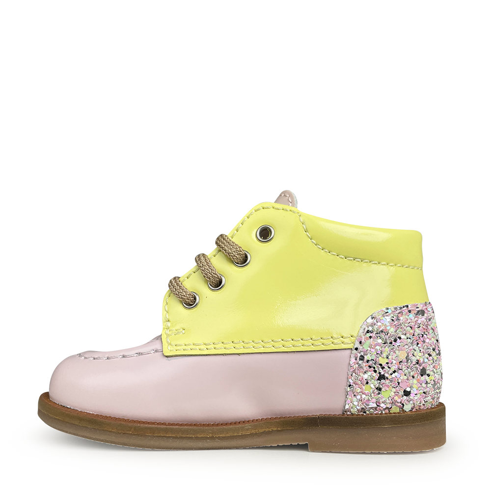 Lace-up shoe pink/yellow