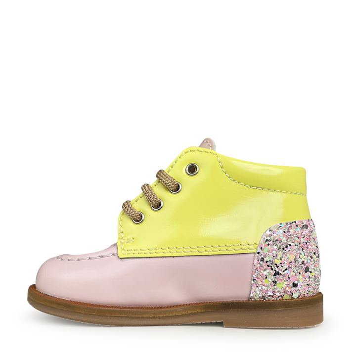 Lace-up shoe pink/yellow