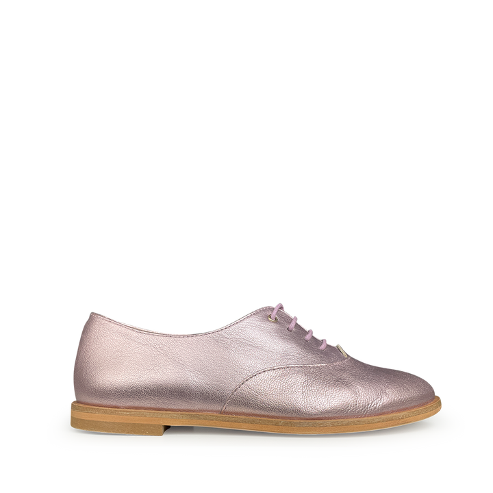 Lace-up shoe metallic soft pink