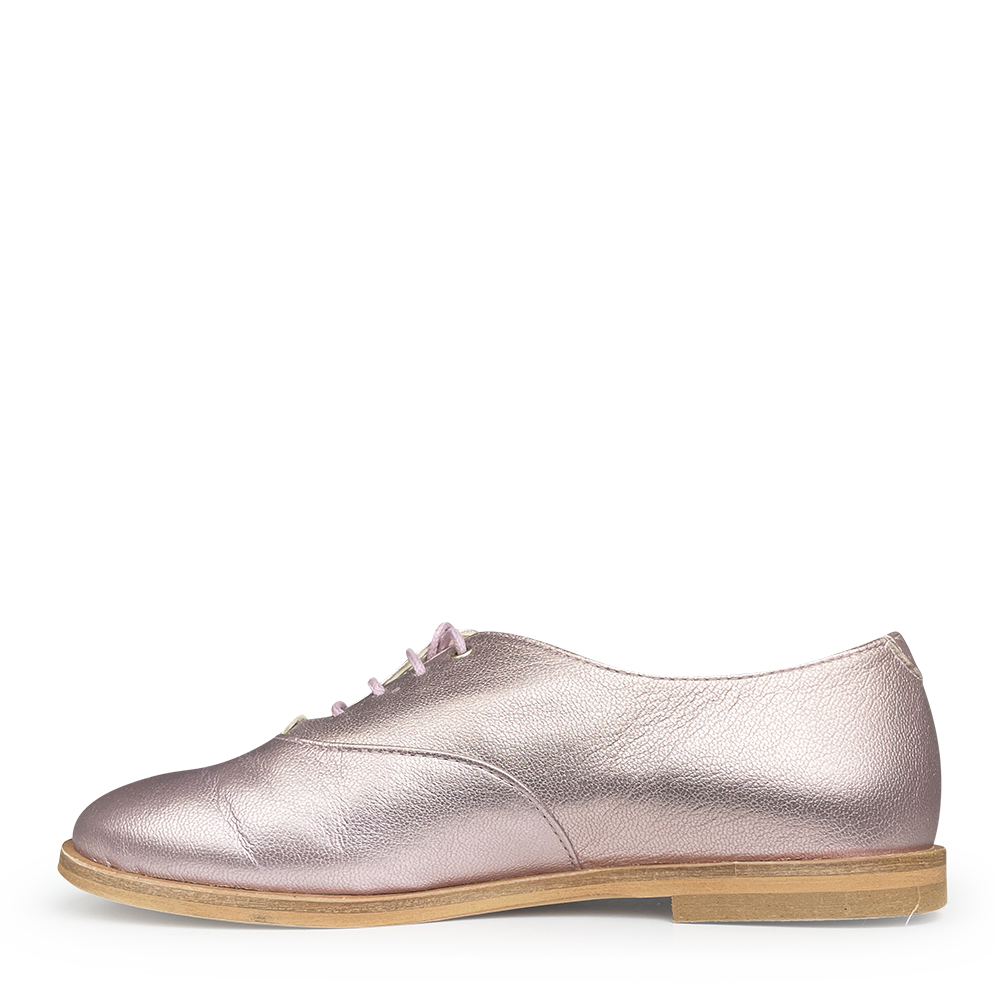 Veterschoen metallic zacht roze