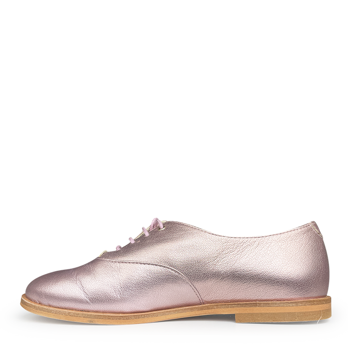 Veterschoen metallic zacht roze