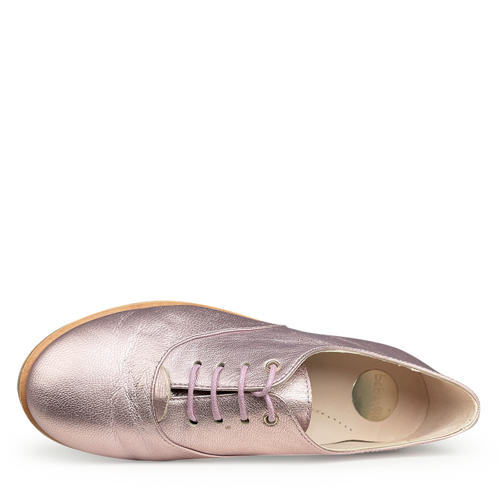 Veterschoen metallic zacht roze