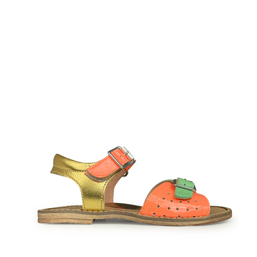 Sandal orange, gold and green