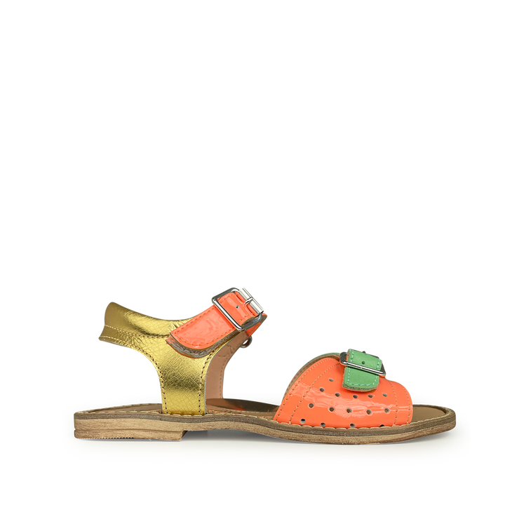 Sandal orange, gold and green