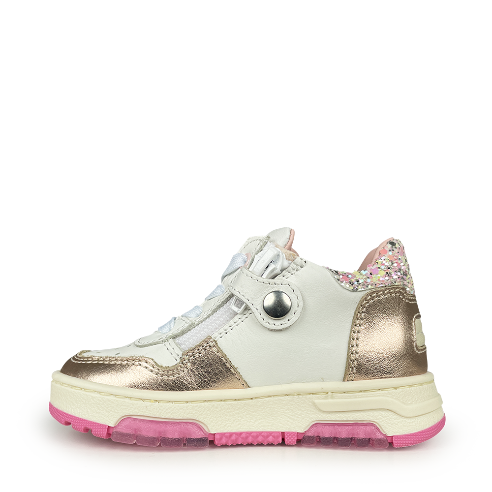 White sneaker with pink glitter